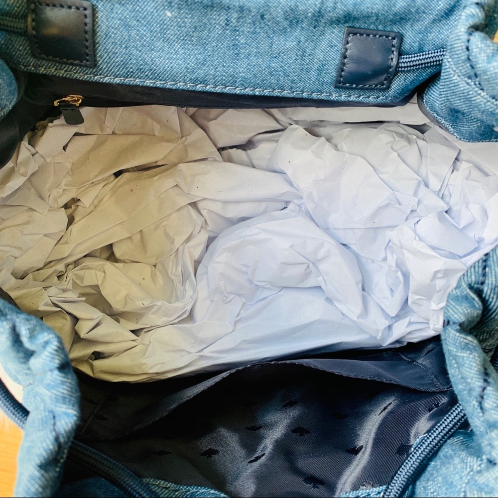 KATE SPADE ELLIE LARGE FLAP BACKPACK DENIM QUILTED - Picture 6 of 8